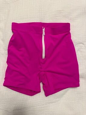 SKIMS Hibiscus (Pink) Sporty Zipper Swim Shorts